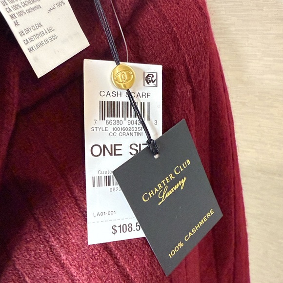 Charter Club Ribbed Crantini 100% Cashmere Scarf - Picture 5 of 5